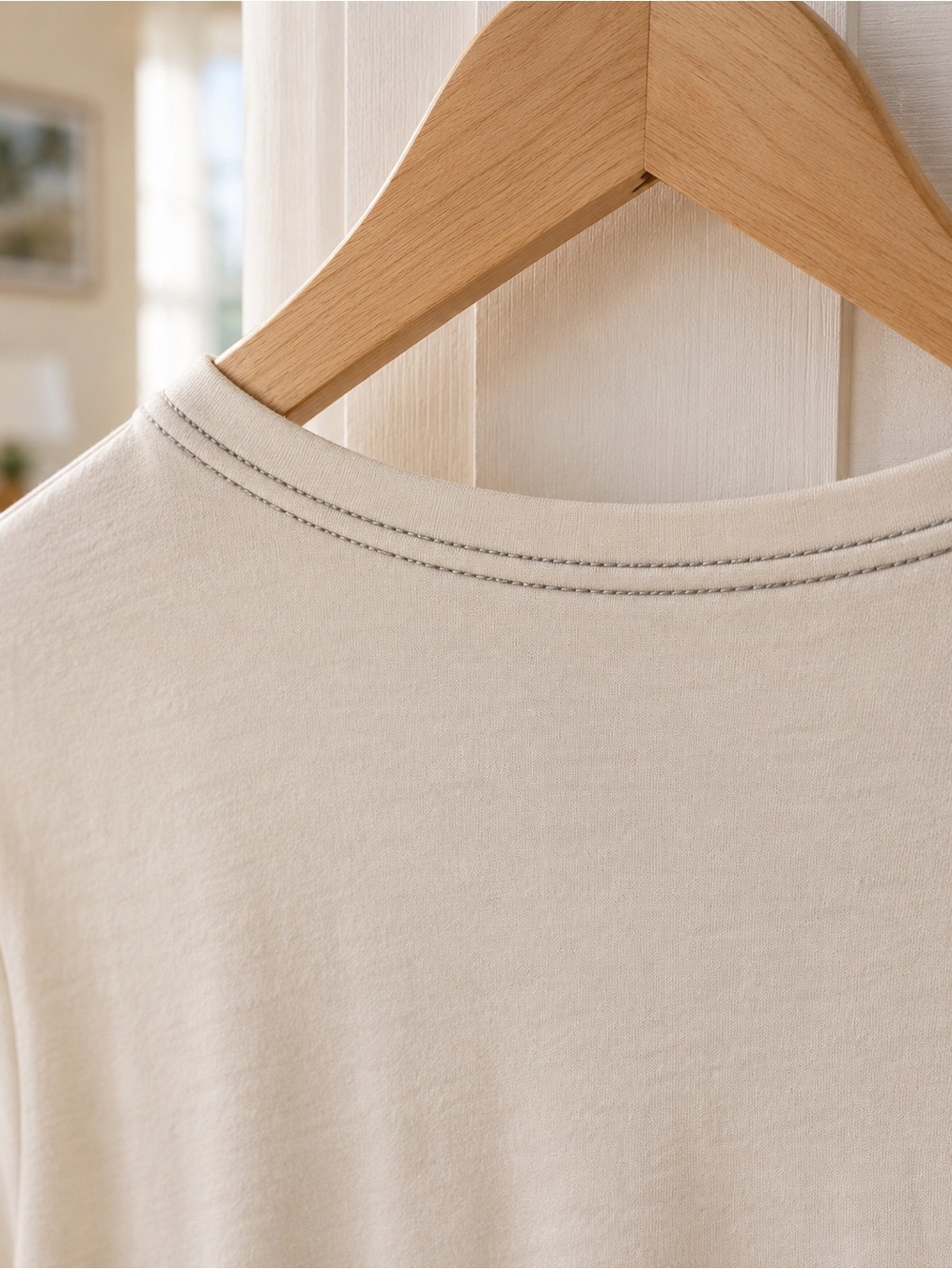 Cream and Metallic Siver V-Neck Graphic Tee Gray Stitch - Like New - Flagship - Picture 11 of 16